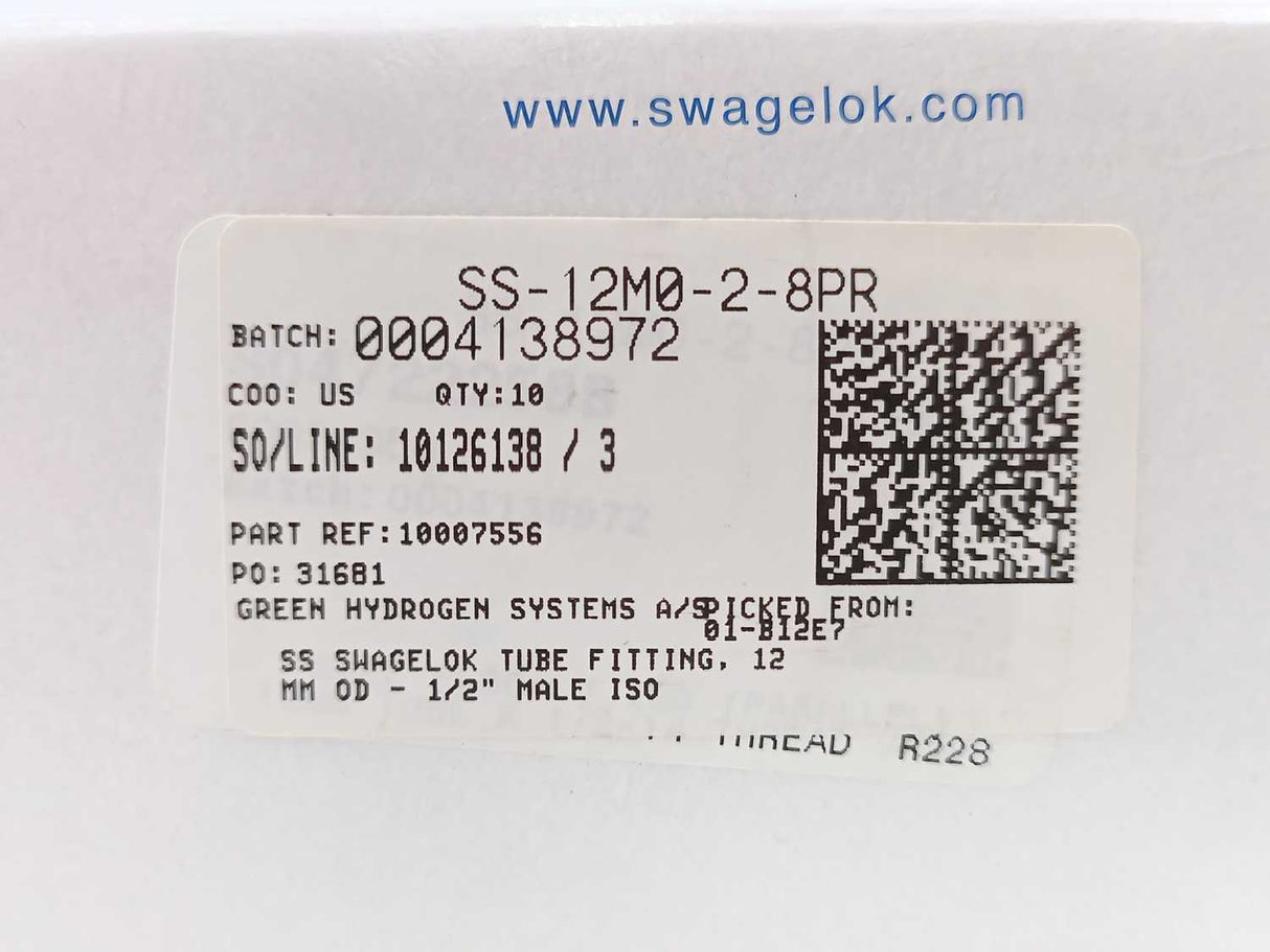 Swagelok SS-12M0-2-8PR Positionable Male Elbow, 12mm x 1/2". Batch of 9 pcs.