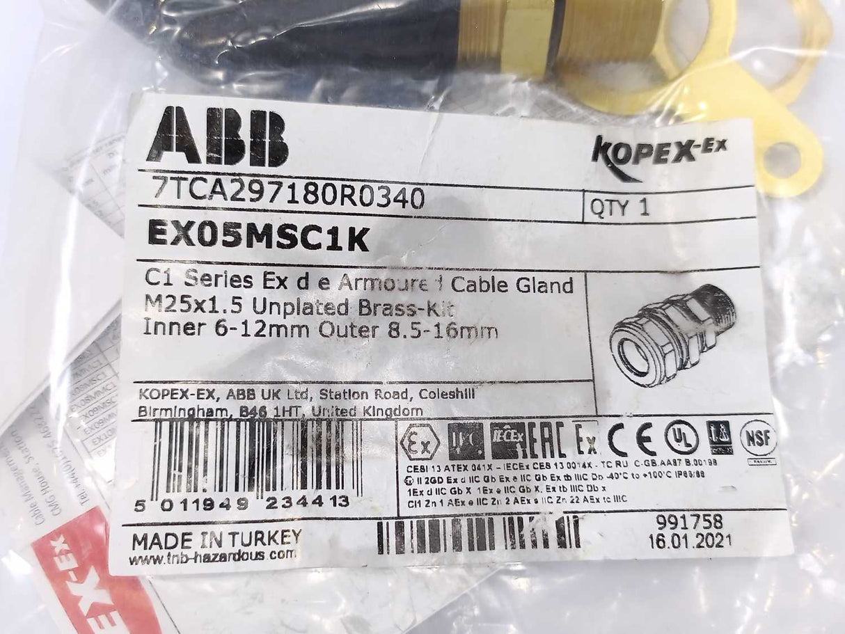 ABB / Kopex-Ex EX05MSC1K 7TCA297180R0340 C1 Series Ex d e Armoured Cable Gland