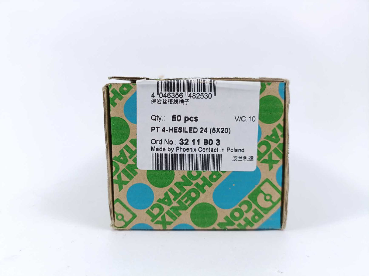 Phoenix Contact PT 4-HESILED 24 (5x20) Fuse Terminal, 50 Pcs. Batch