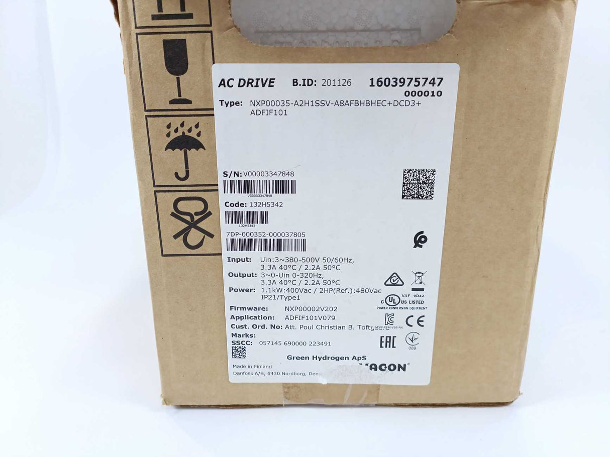 Vacon NXP00035-A2H1SSV-A8AFBHBHEC NXP Frequency Converter 1603975747 1.1kW