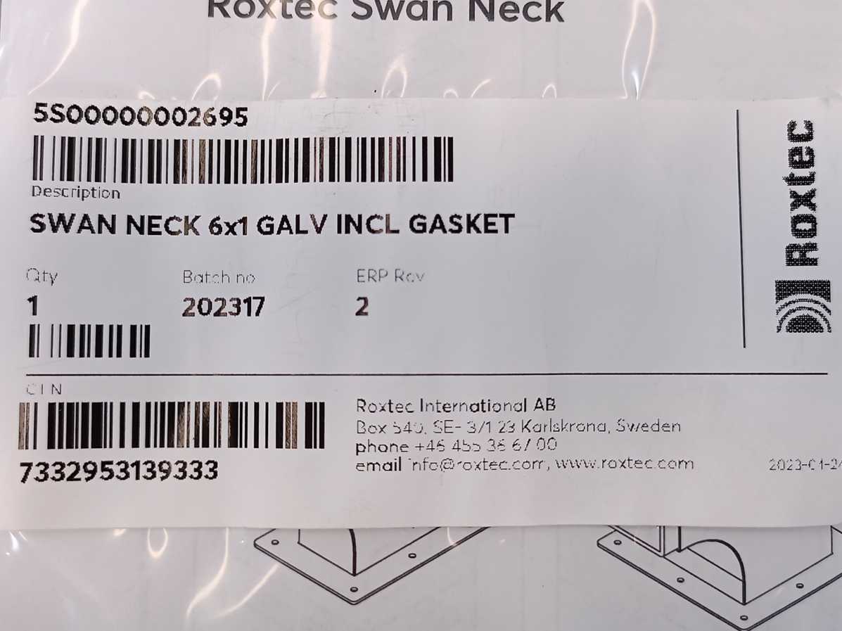 Roxtec 5S00000002695 Swan Neck 6x1 Galv Incl Gasket