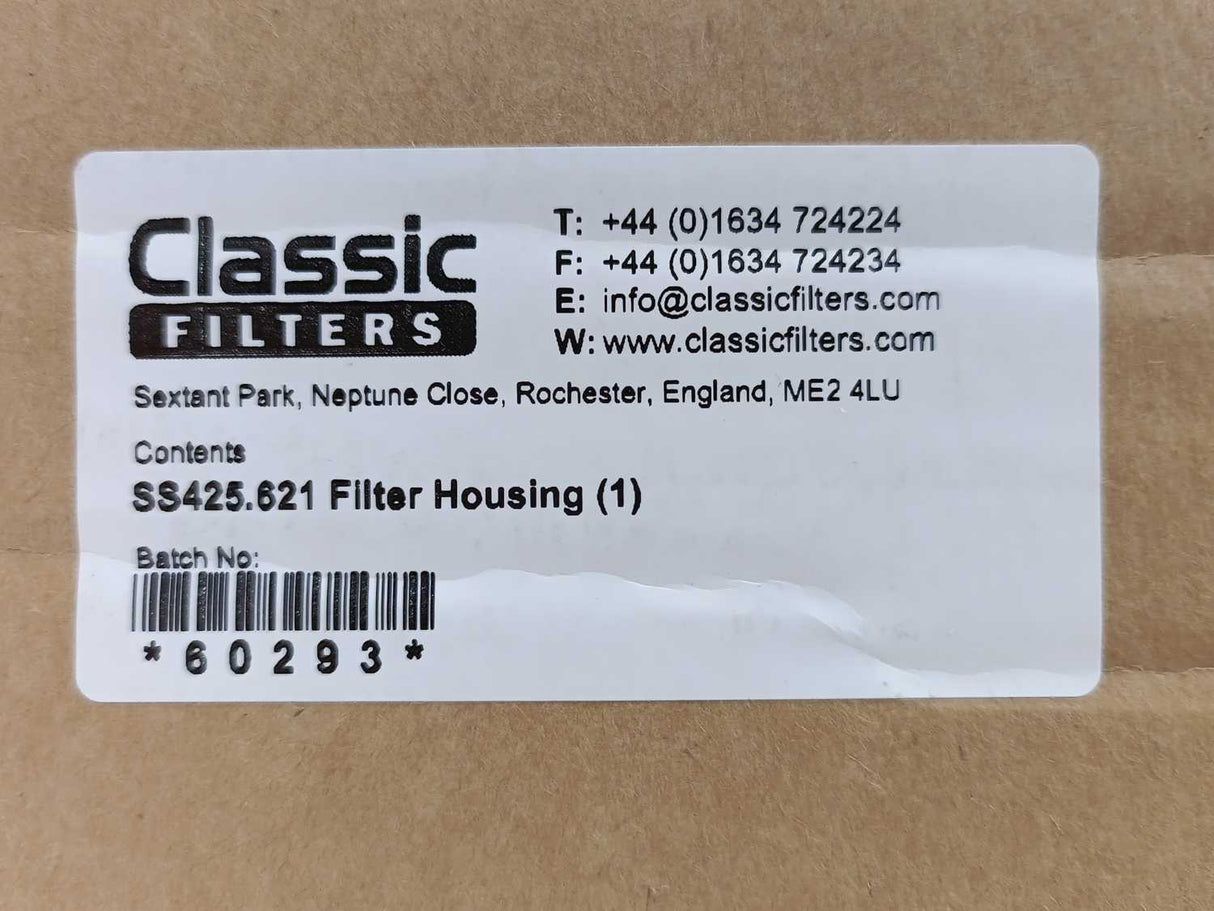 Classic Filters SS425.621 Filter Housing, Max Pressure 100 bar