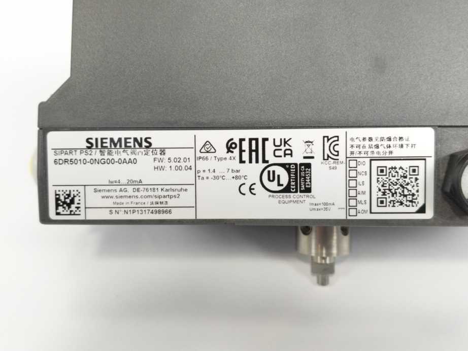 Siemens 6DR5010-0NG00-0AA0 SIPART PS2 Valve Positioner