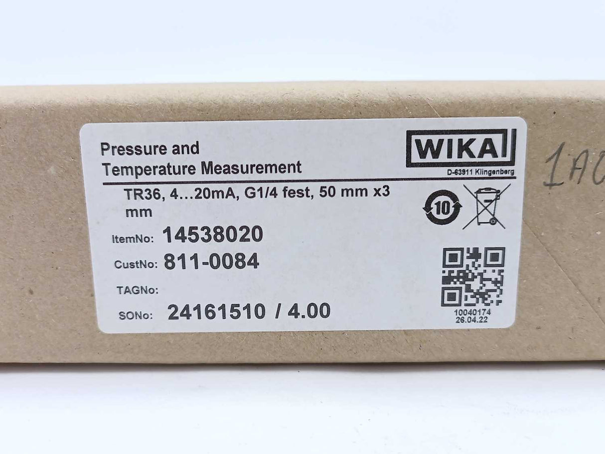 WIKA 14538020 TR36-ZZZZ-T Resistance Thermometer