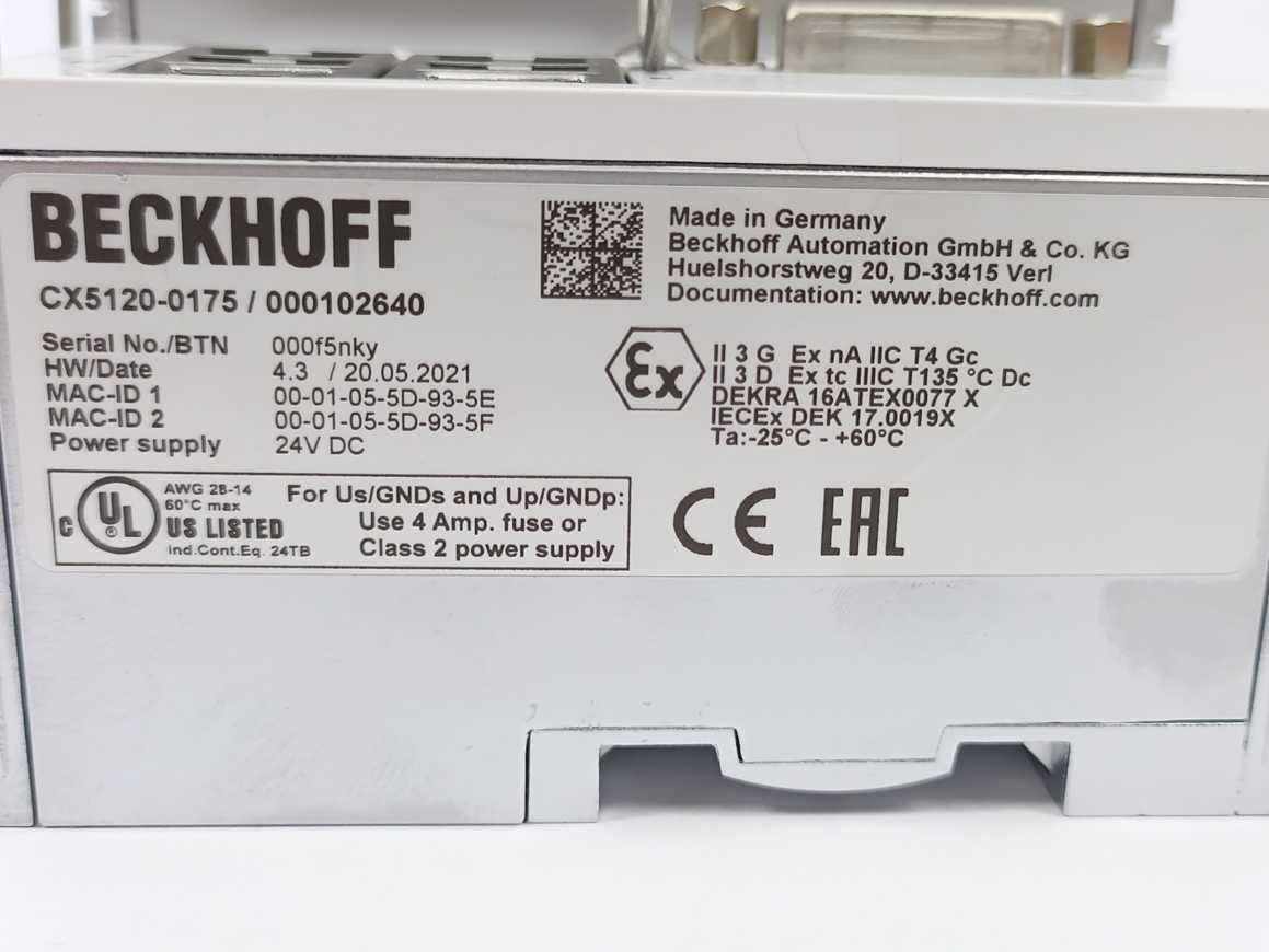 Beckhoff CX5120-0175 000102640 Embedded PC with Intel Atom E3815