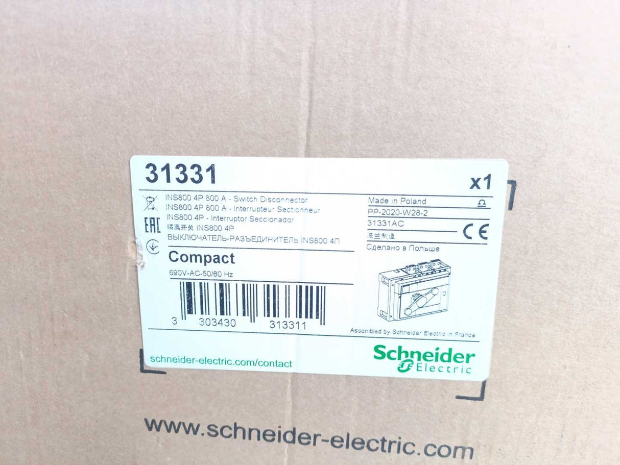Schneider Electric 31331 INS800 4P 800 A-Switch Disconnector