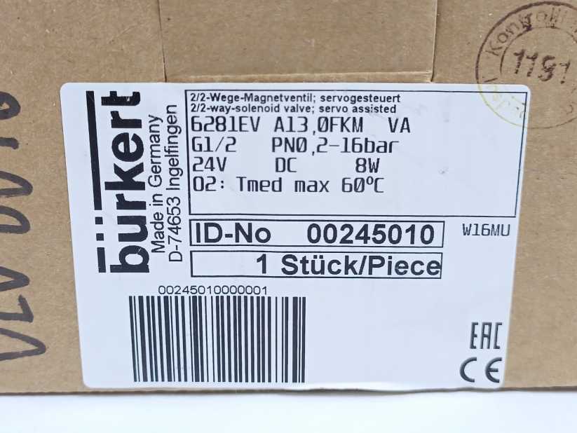 Burkert 00245010 2/2-Way-Solenoid Valve; 5281EV A13