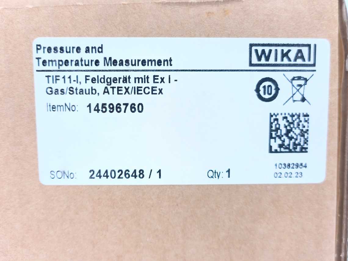 WIKA 14596760 TIF11-I Field Case w/ T32.1S.0IS Temperature Transmitter