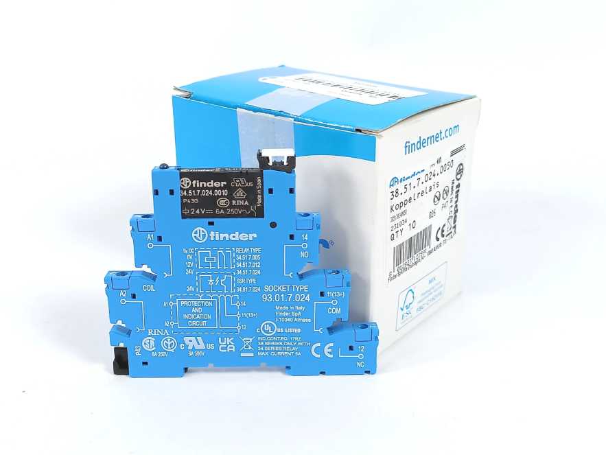 Finder 38.51.7.024.0050 34.51.7.024.0010 Relay + 93.01.7.024 socket 10pcs