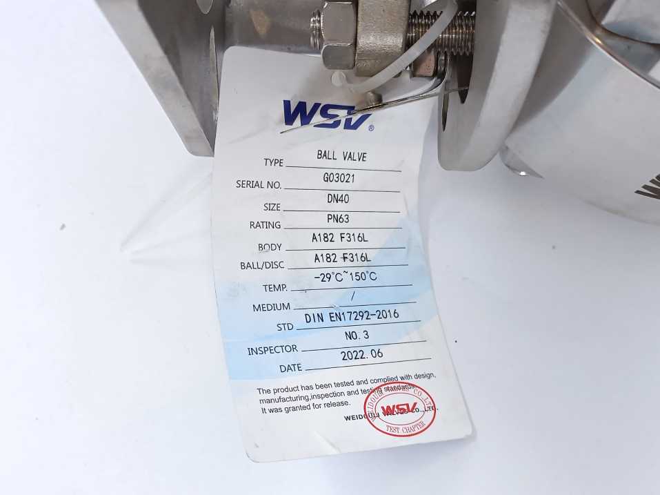 WSV Ball Valve DN40 PN63