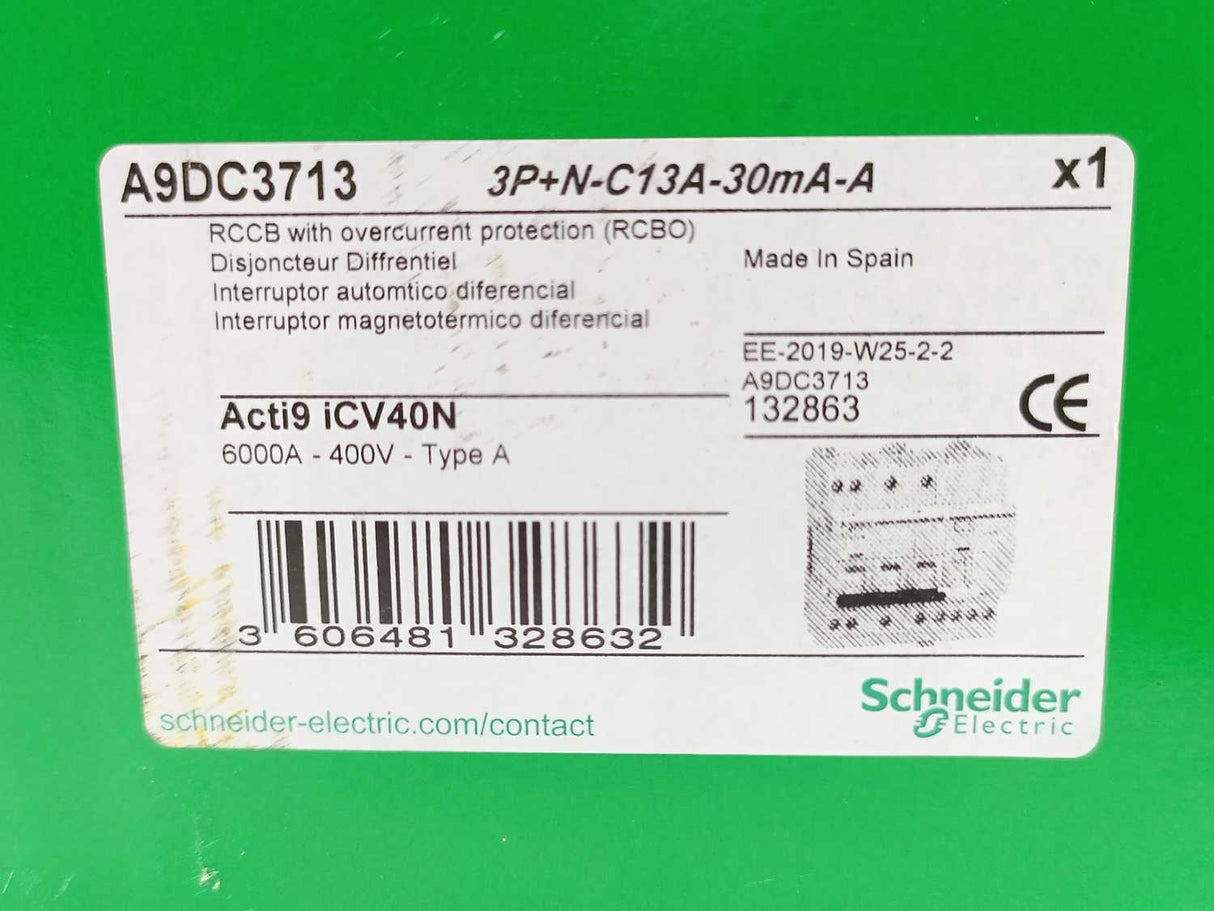 Schneider Electric A9DC3713 RCCB with Overcurrent Protection (RCBO)