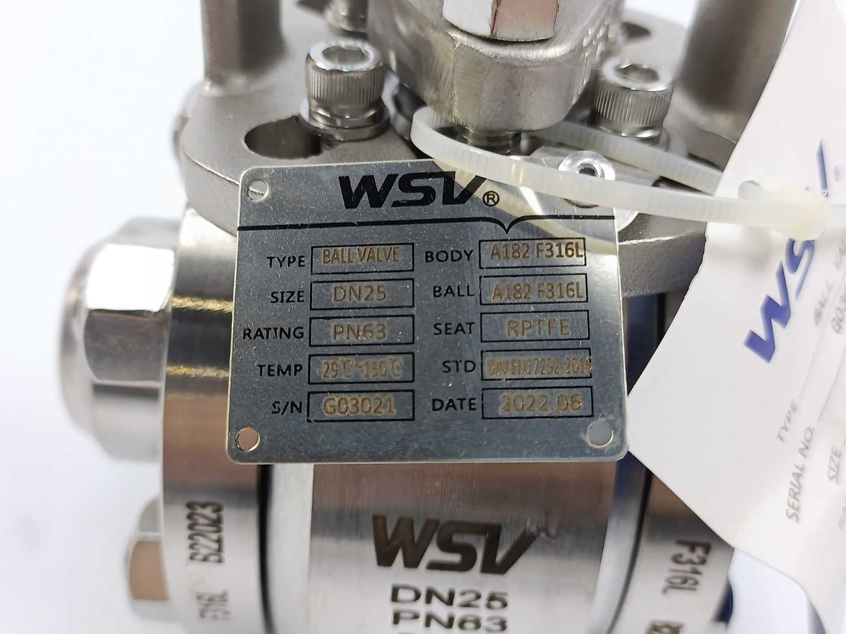 WSV Ball Valve DN25 PN63