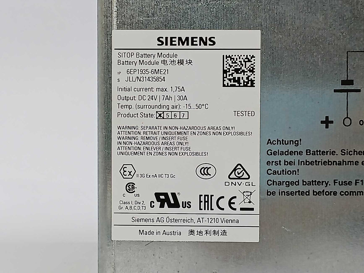 Siemens 6EP1935-6ME21 SITOP Battery Module