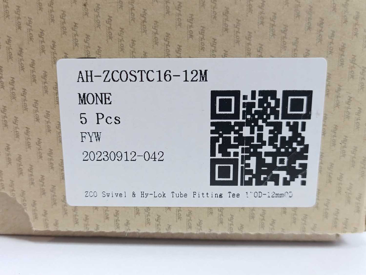 Hy-Lok AH-ZCOSTC16-12M O-ring Face Seal Fitting 5 Pcs. Box