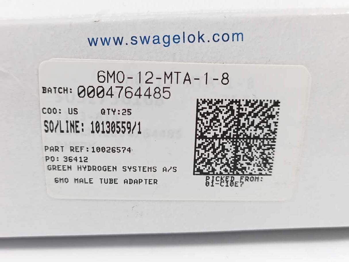 Swagelok 6MO-12-MTA-1-8 6-Moly 12mm Adapter Tube OD - 1/2" NPT