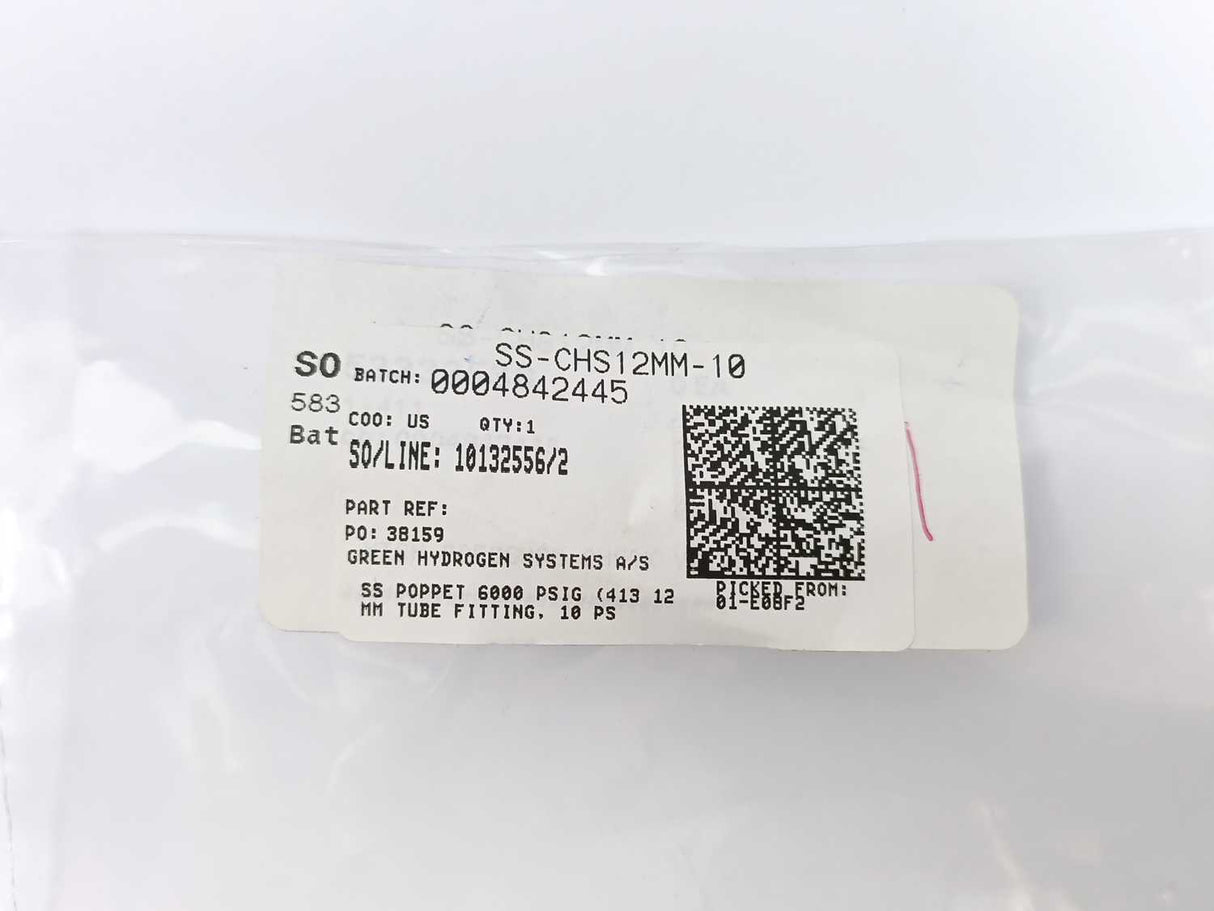Swagelok SS-CHS12MM-10 Poppet Check Valve