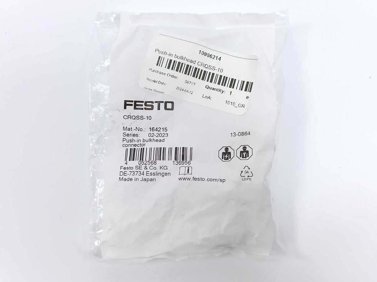 Festo 164215 CRQSS-10 Push-in Bulk Connector