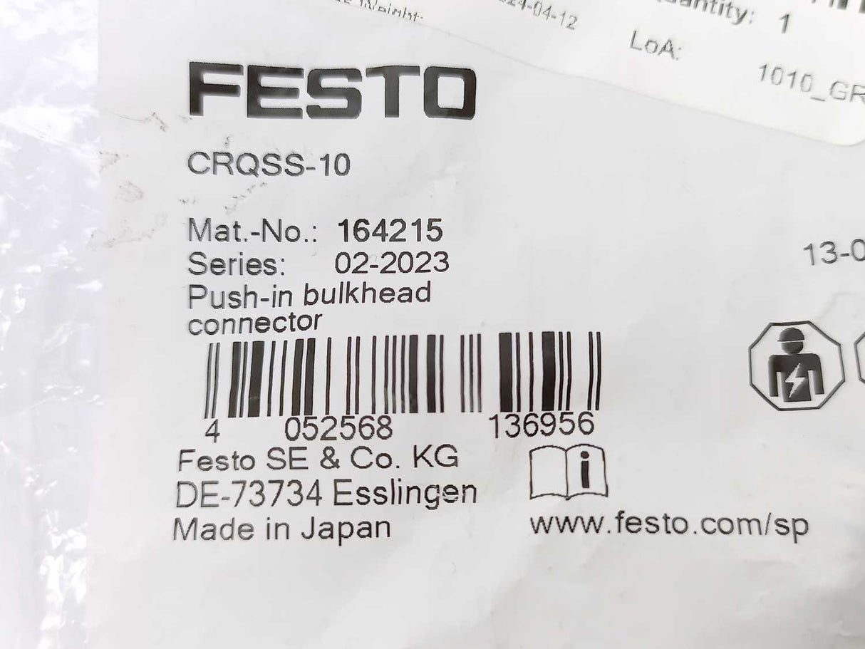 Festo 164215 CRQSS-10 Push-in Bulk Connector