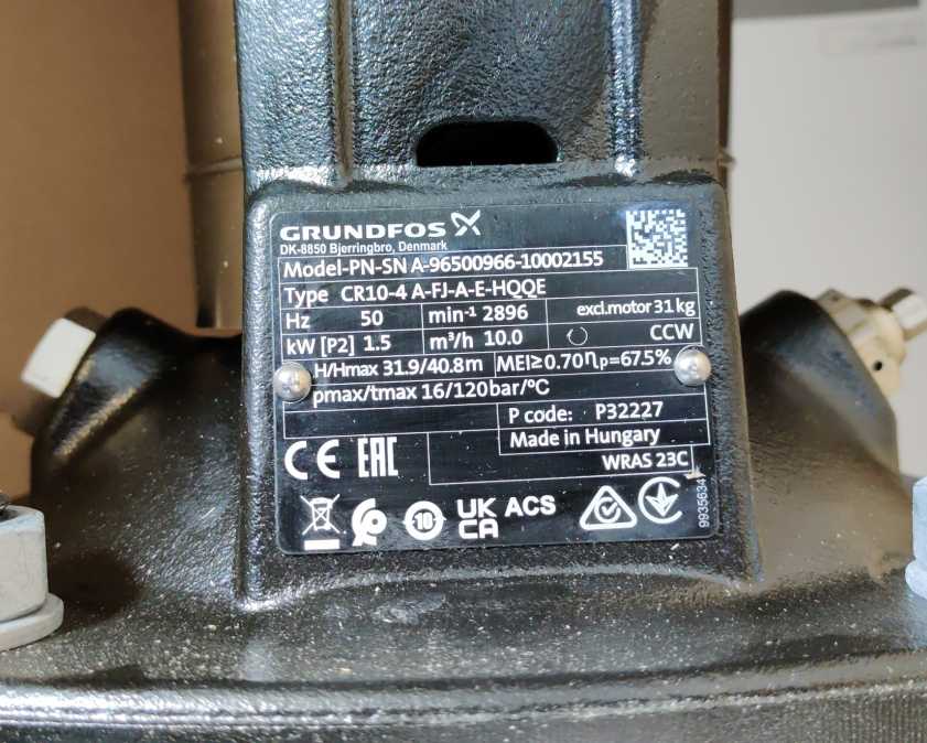 GRUNDFOS 96500966 CR 10-4 A-FJ-A-E-HQQE, Centrifugal pump 1,5kW DN40