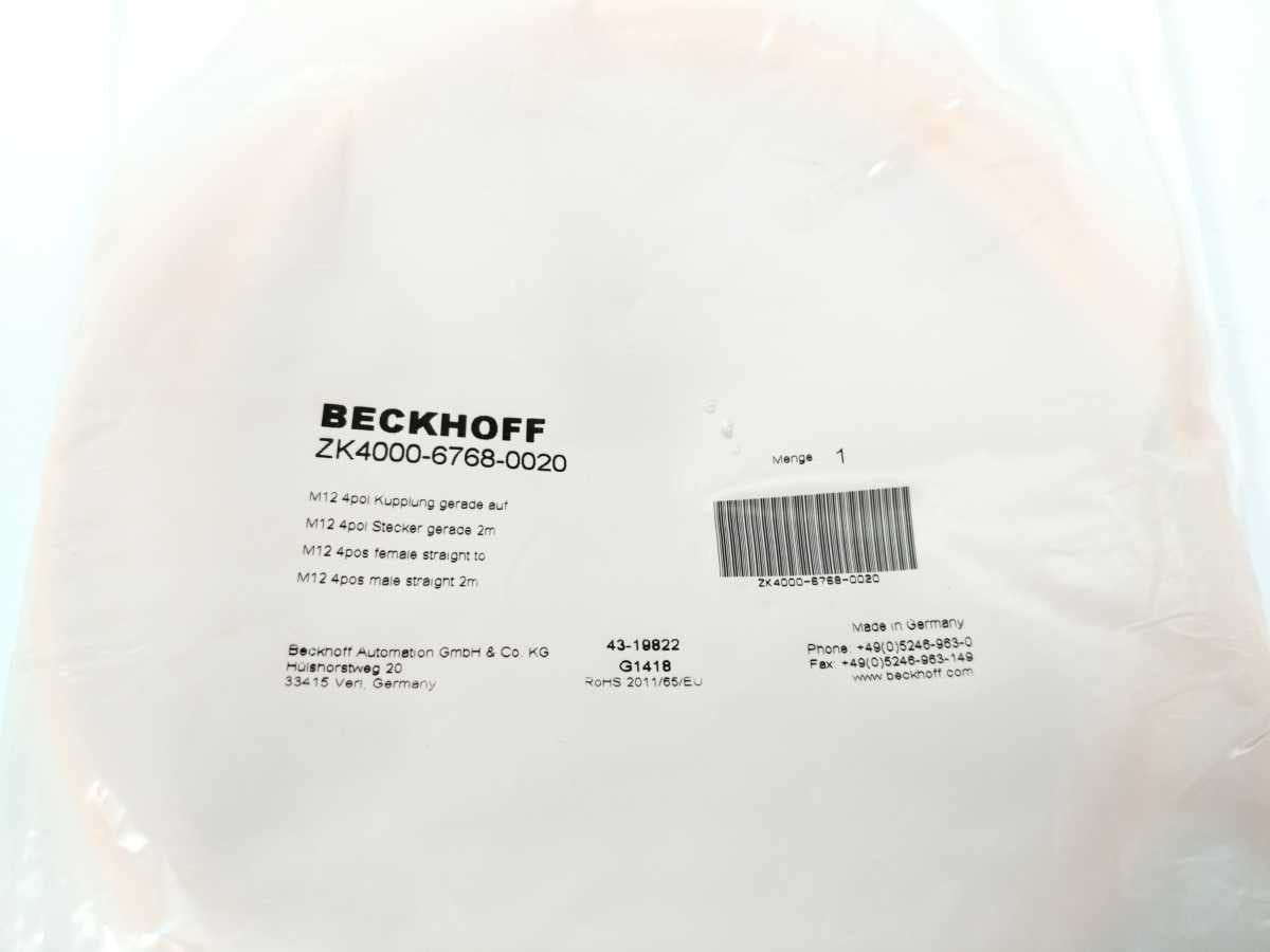 Beckhoff ZK4000-6768-0020 Motor Connection Cable 2.00 m