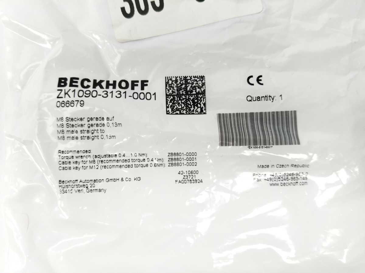 Beckhoff ZK1090-3131-0001 EtherCAT Cable M8, Plug, Straight, Male, 4-Pin