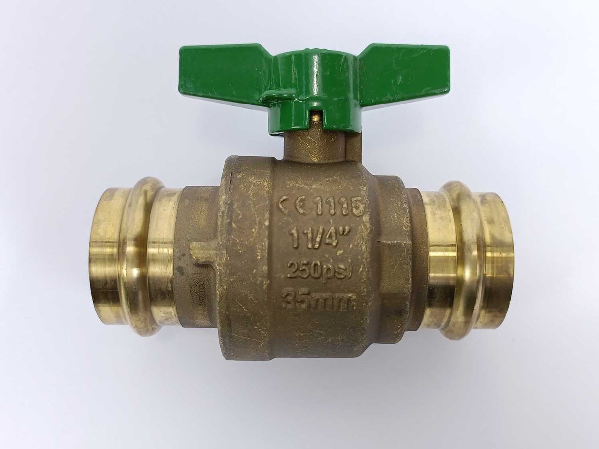 Cimberio cim 1222CRNL No Lead Ball Valve, 11/4", 250psi, 35mm, Butterfly Handle