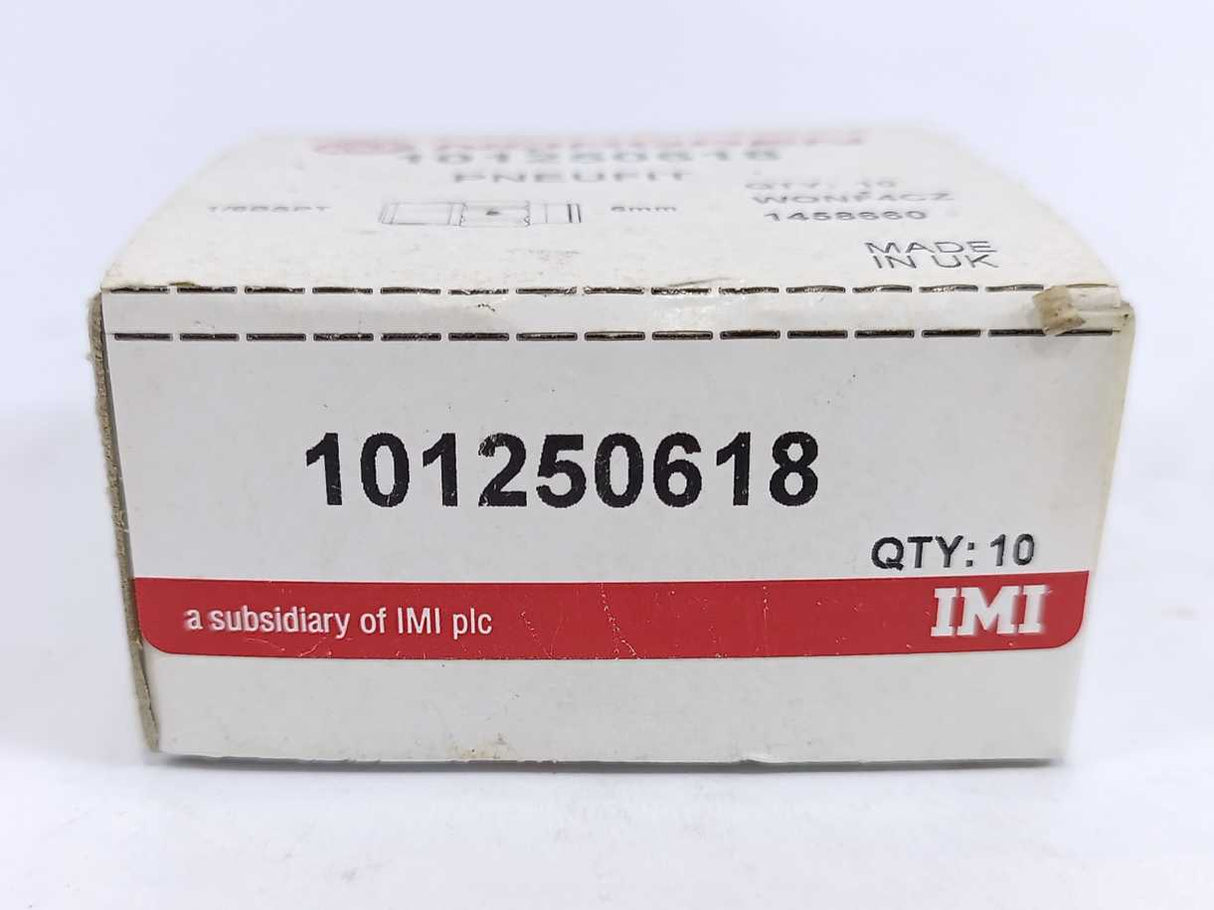 NORGREN 101250618 PNEUFIT Pneumatic Fitting, 6 mm, 1/8 BSPT, Batch of 10 pcs.