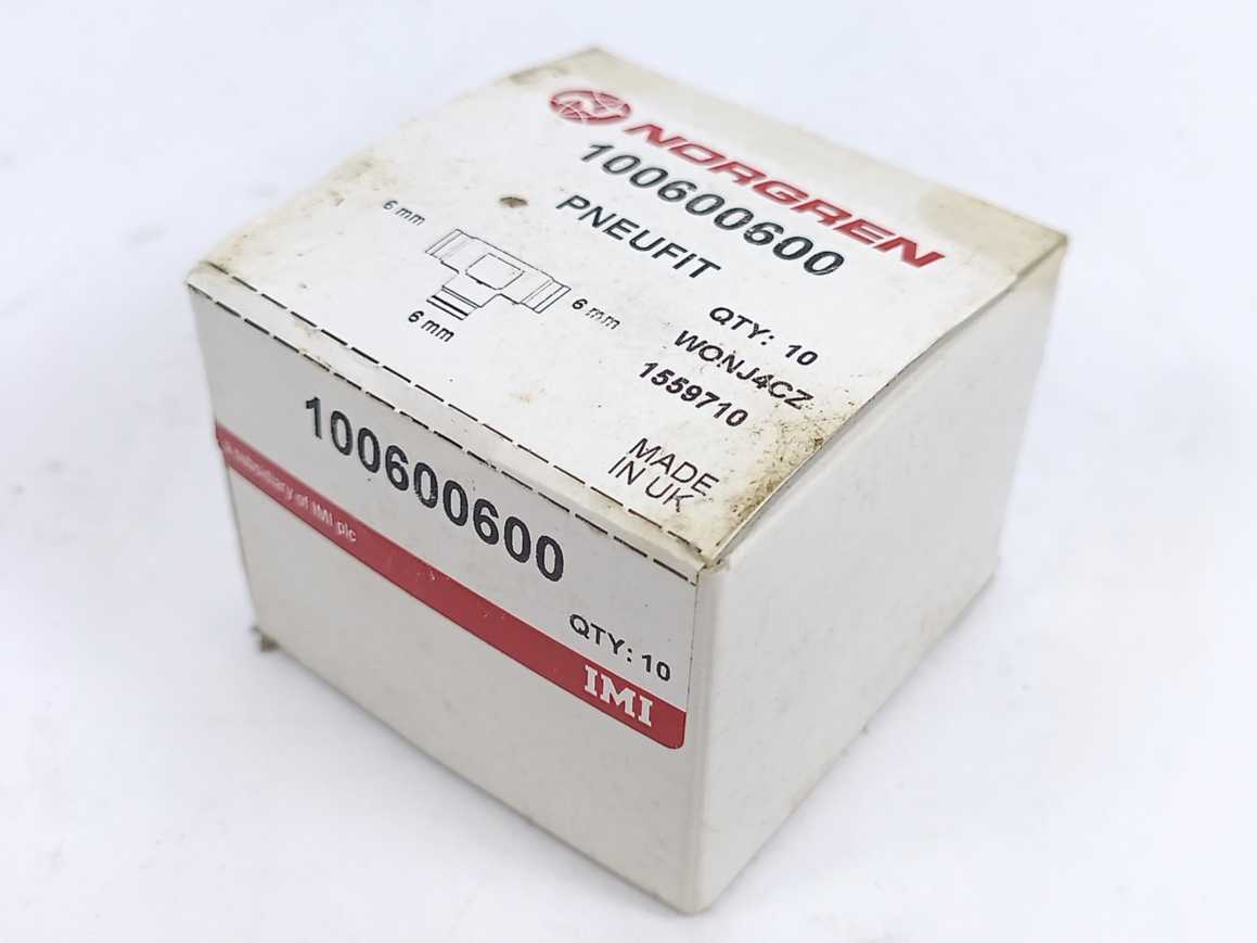 NORGREN 100600600 PNEUFIT Push-In Fitting, Union Tee, 6mm, Batch of 10 pcs.