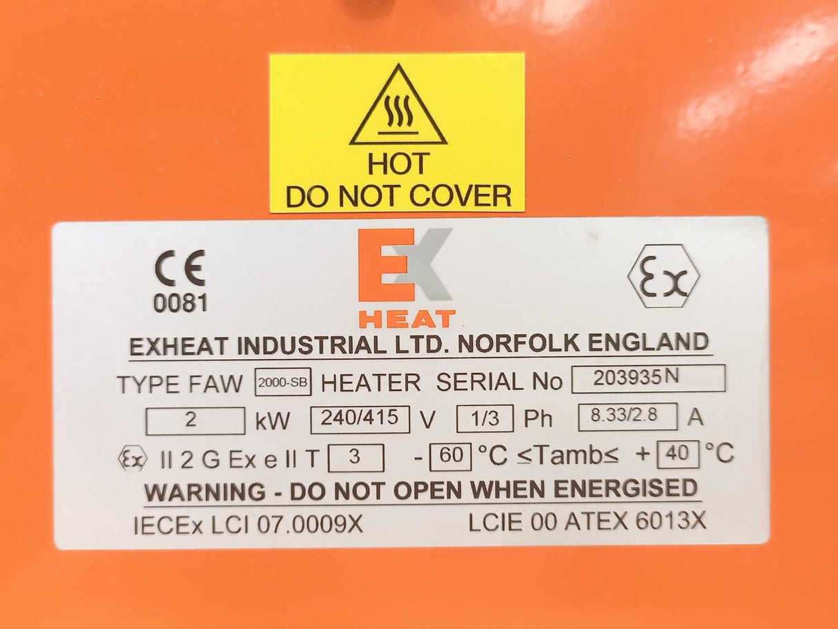 EXHEAT FAW2000-SB Hazardous Area Air Warmers