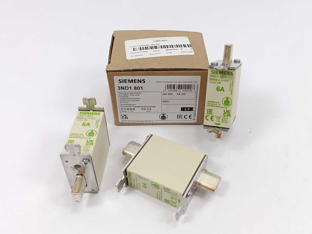Siemens 3ND1 801 LV HRC Fuse-Link Fusible 3Pcs. Batch