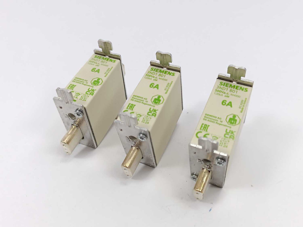 Siemens 3ND1 801 LV HRC Fuse-Link Fusible 3Pcs. Batch