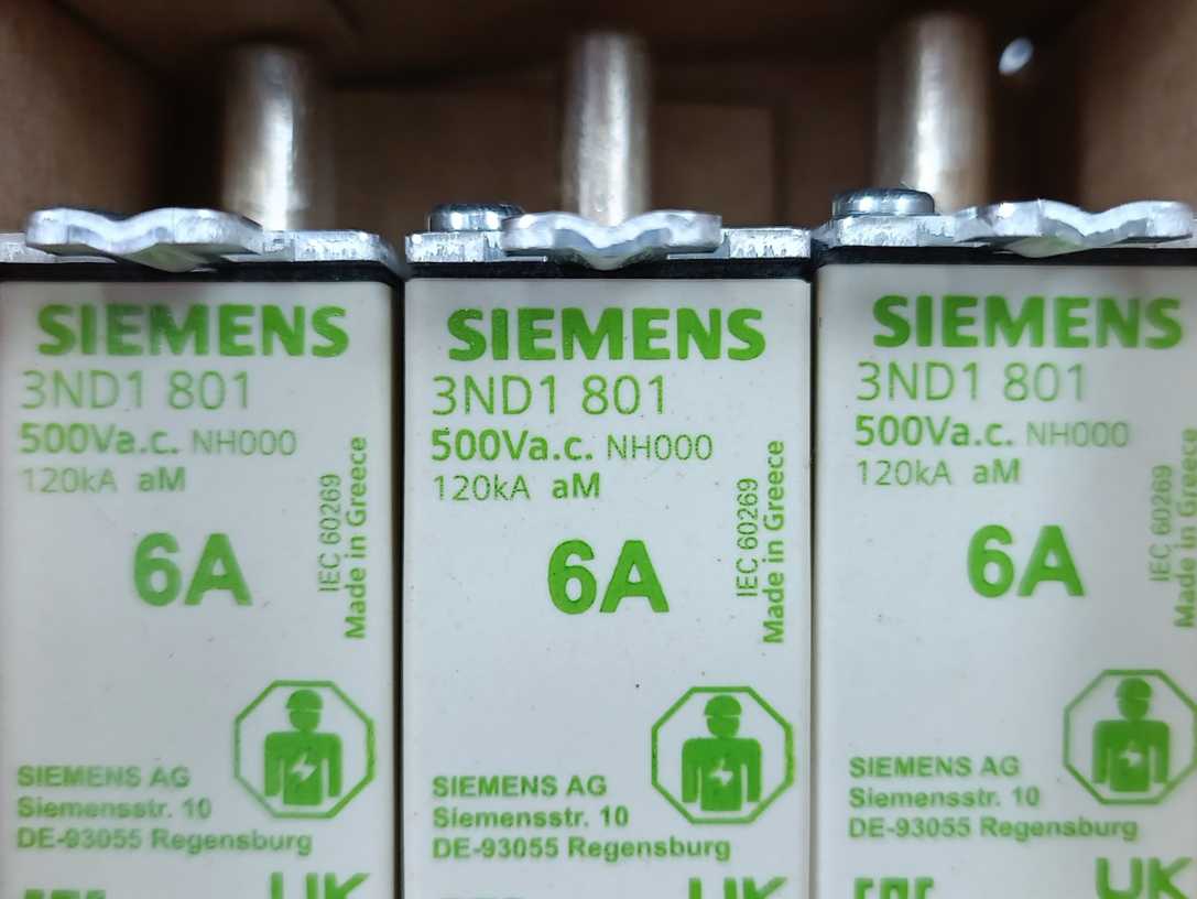 Siemens 3ND1 801 LV HRC Fuse-Link Fusible 3Pcs. Batch