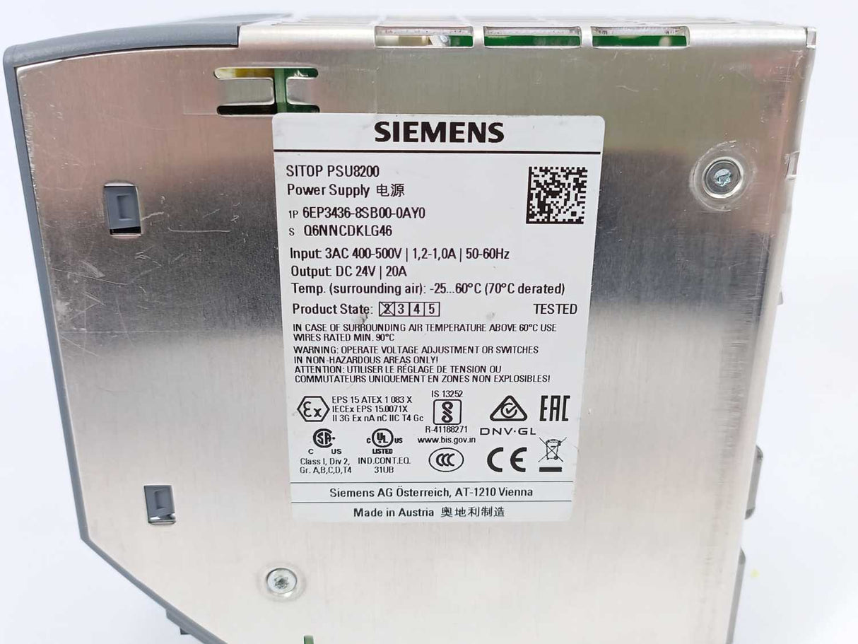 Siemens 6EP3436-8SB00-0AY0 Power Supply 24V 20A
