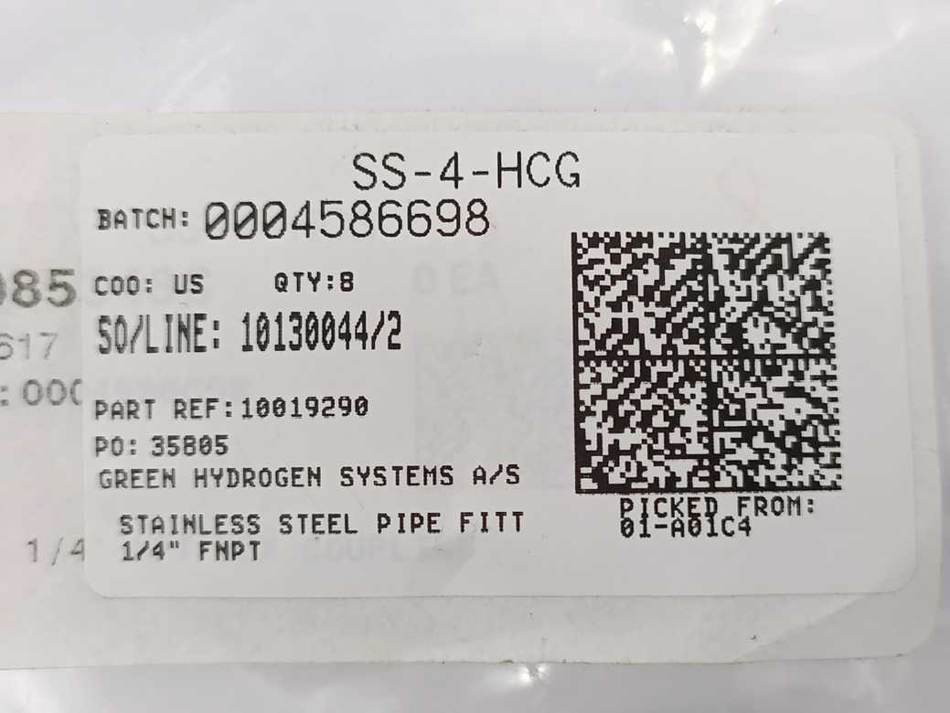 Swagelok SS-4-HCG HEX Coupling 1/4 in. Female NPT 8 Pcs. Batch