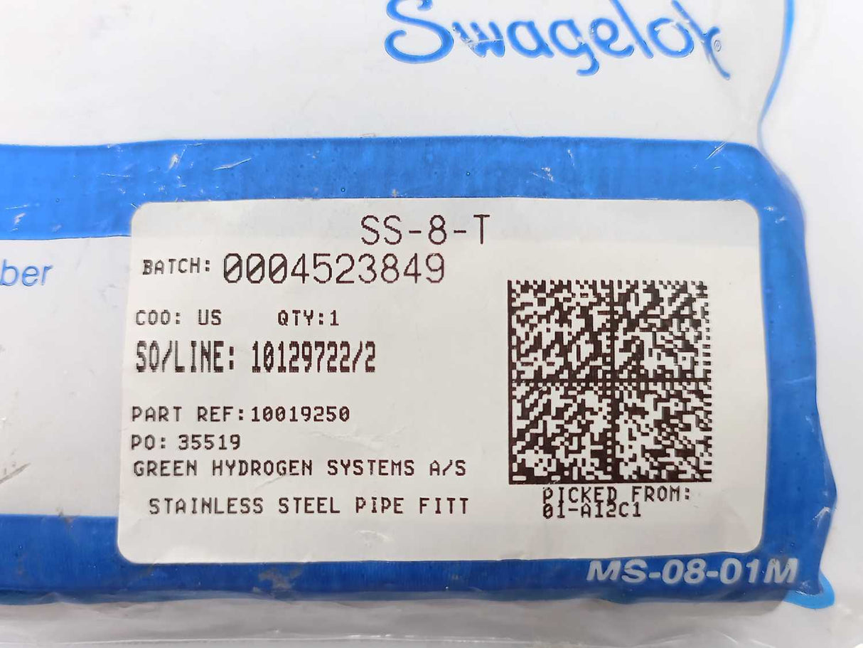 Swagelok SS-8-T Stainless Steel Pipe Fitt