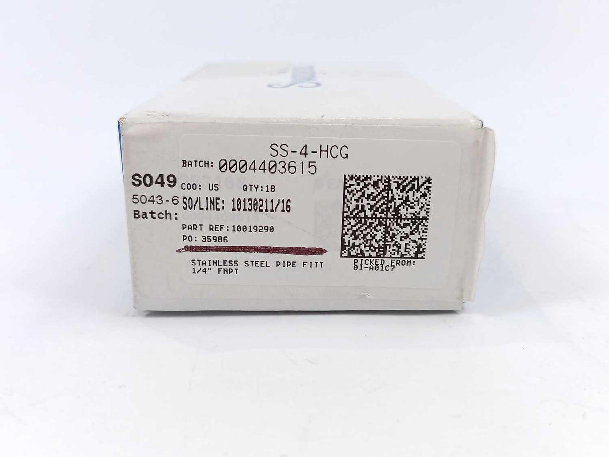 Swagelok SS-4-HCG HEX Coupling 1/4 in. Female NPT 18 pcs.