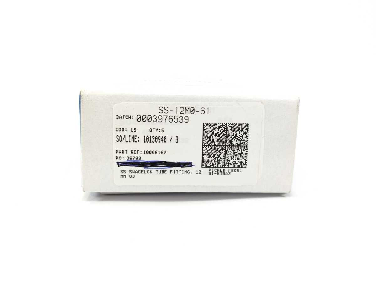 Swagelok SS-12M0-61 Bulkhead Union, 12mm Tube OD 5 Pcs.