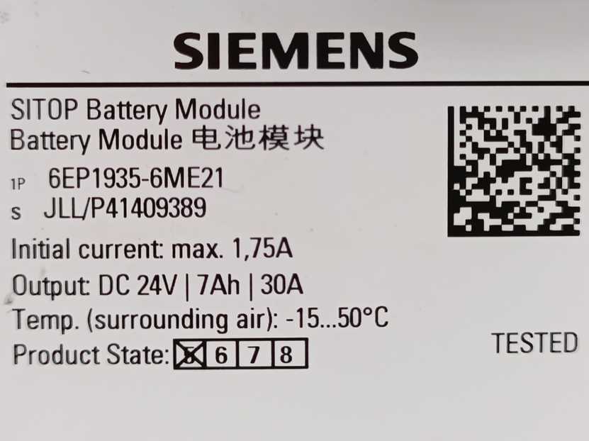 Siemens 6EP1935-6ME21 SITOP Battery Module, EU only