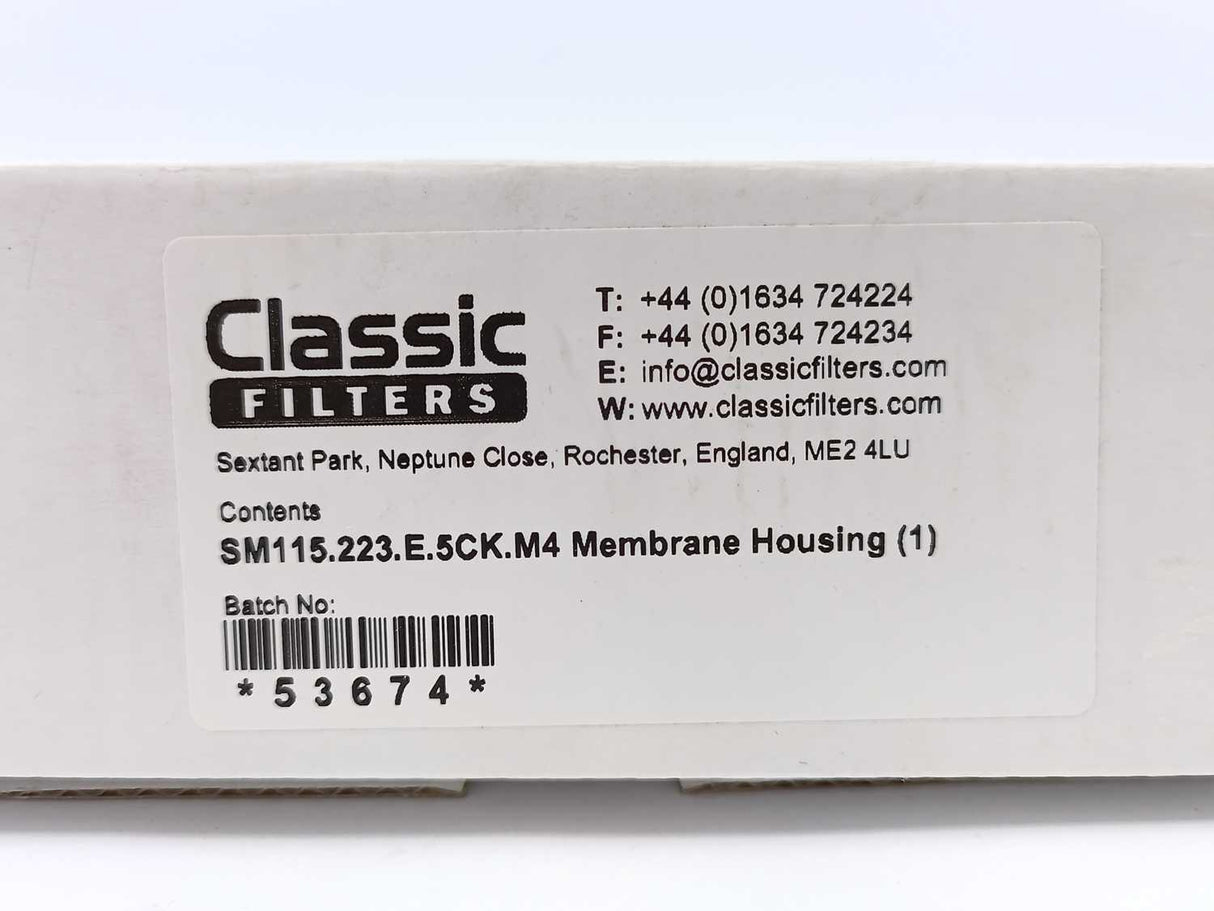 Classic Filters SM115.223.E.5CK.M4 Membrane Housing 100Bar