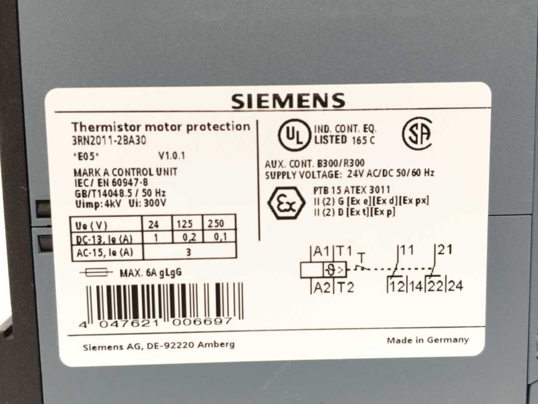 Siemens 3RN2011-2BA30 Thermistor Motor Protection