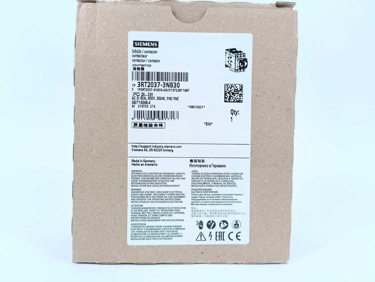 Siemens 3RT2037-3NB30 SIRIUS 3RT Power Contactor