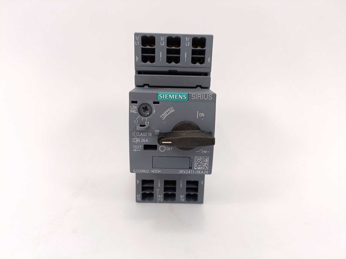 Siemens 3RV2411-0KA20 SIRIUS 3RV2 Motor Protection Circuit Breaker