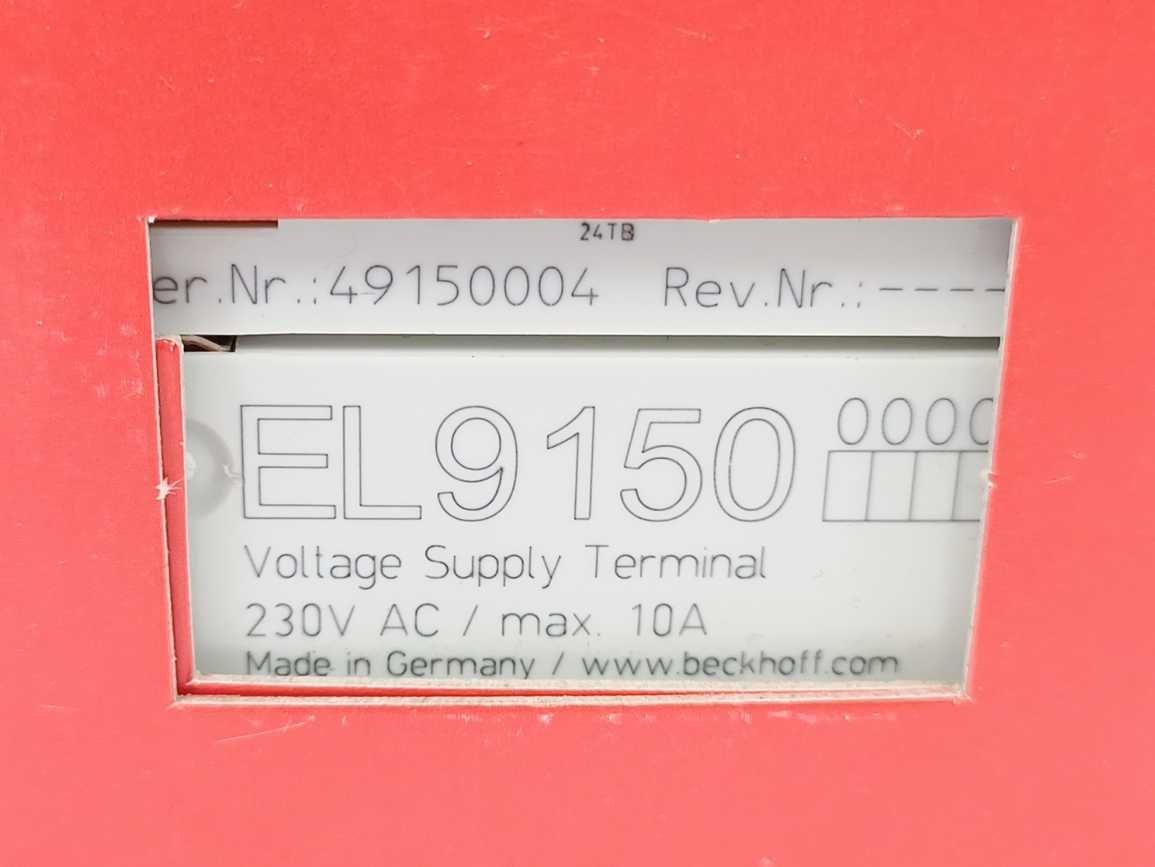 Beckhoff EL9150 Voltage Supply Terminal, 230V AC / max. 10A