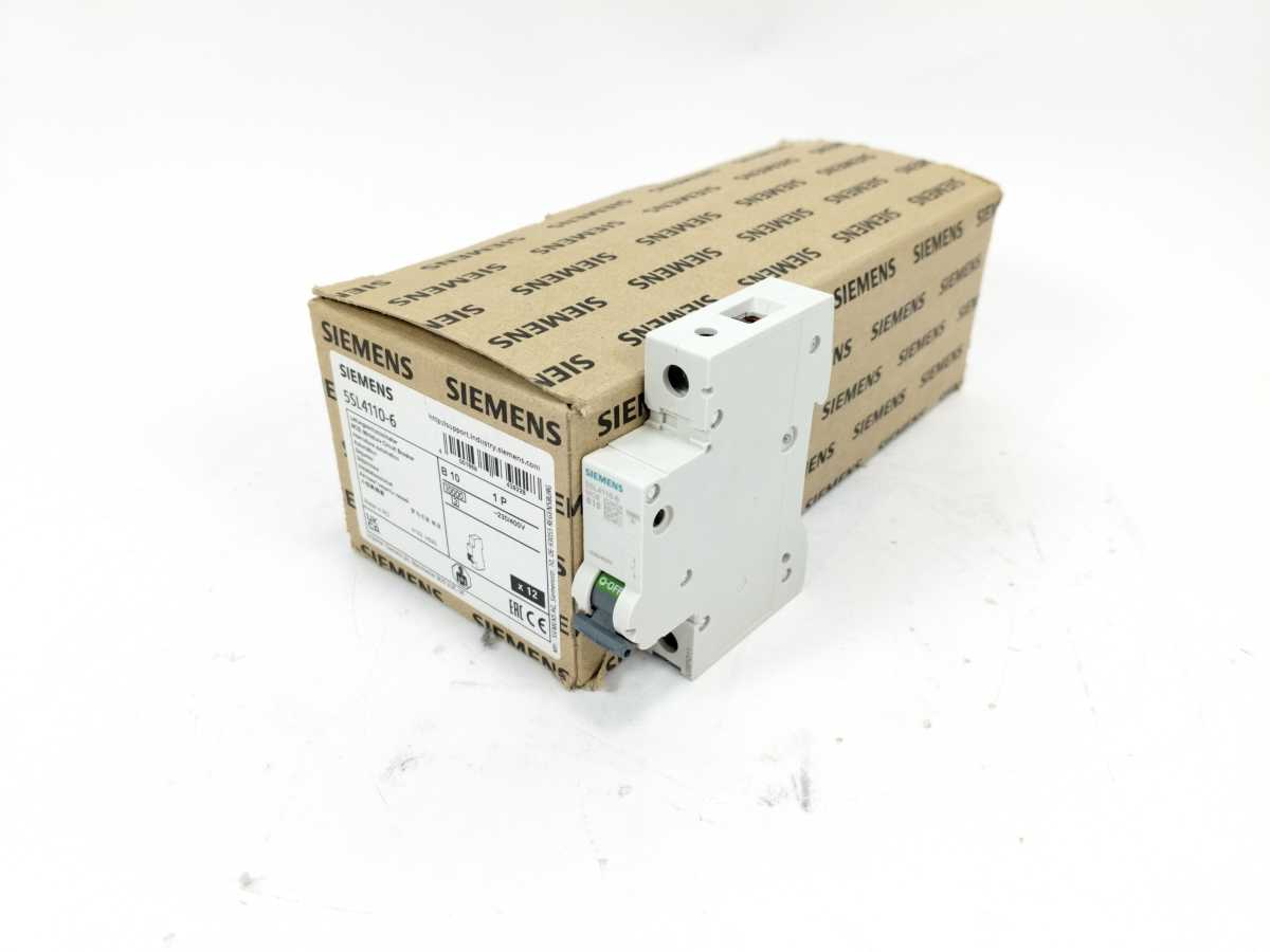 Siemens 5SL4110-6 Miniature Circuit Breaker, 10 A, Type B, 10 kA, 10 pcs. batch