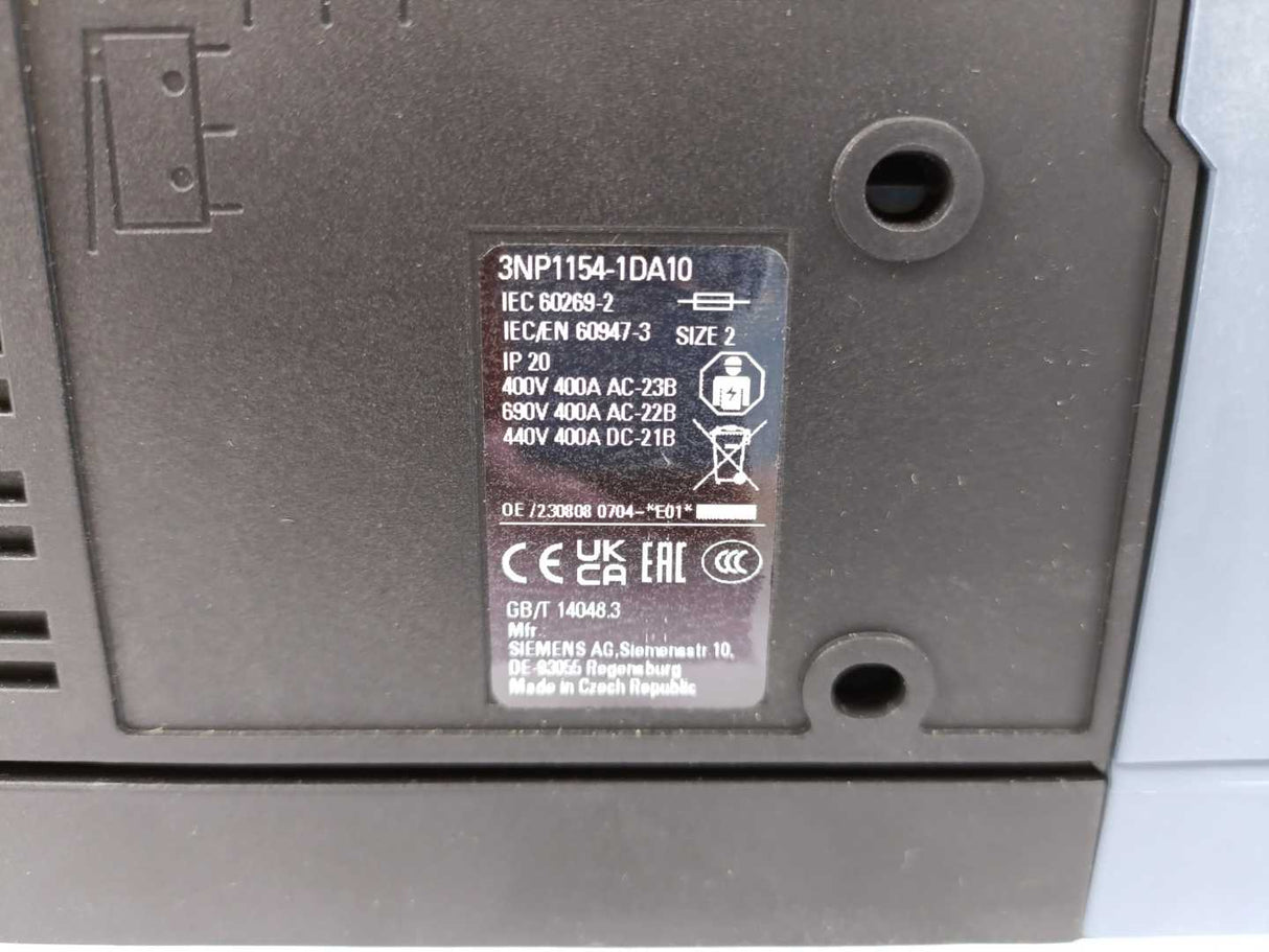 Siemens 3NP1154-1DA10 Switch Disconnector – 4-Pole, NH2, 400 A