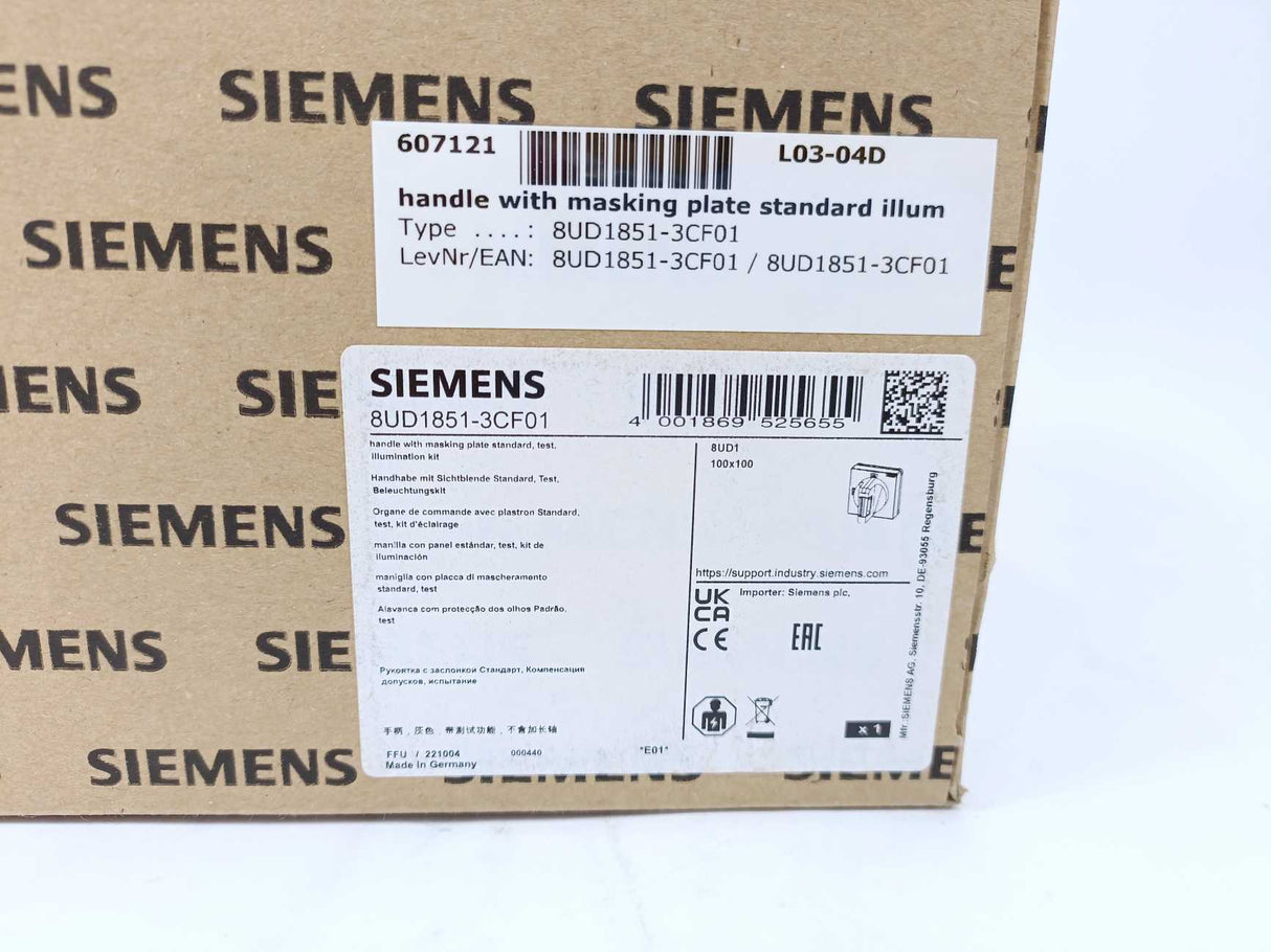 Siemens 8UD1851-3CF01 Handle with Masking Plate