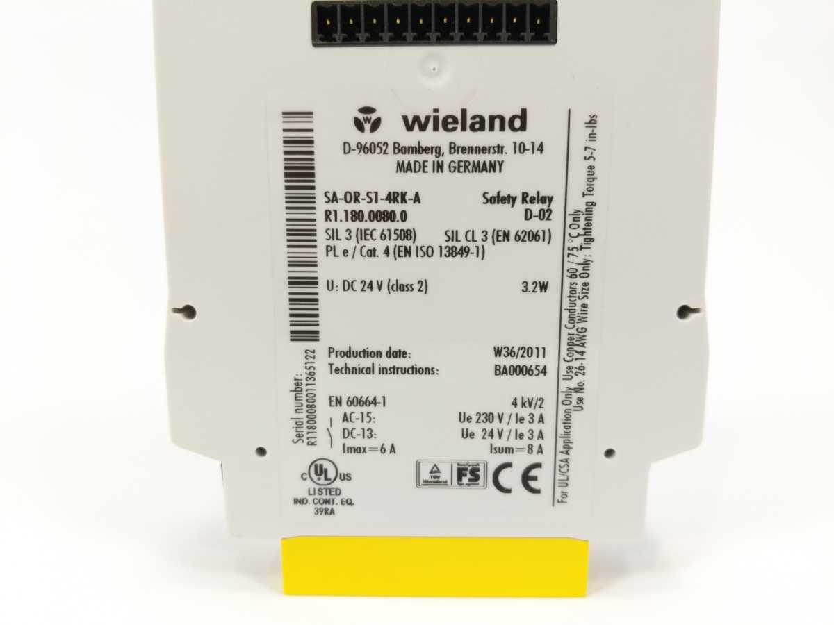 Wieland R1.180.0080.0 Safety Relay, U: DC 24 V (class 2) 3.2W