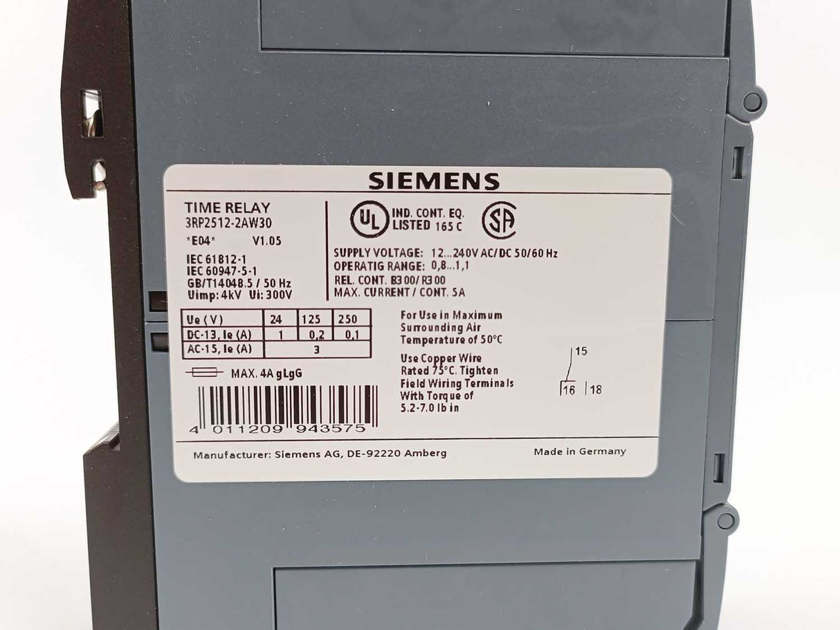 Siemens 3RP2512-2AW30 SIRIUS Time Relay