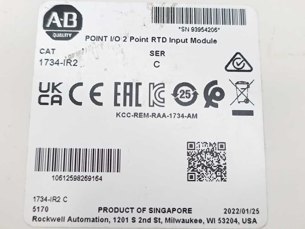 AB 1734-IR2 Point I/O 2 Point RTD Input Module Ser C