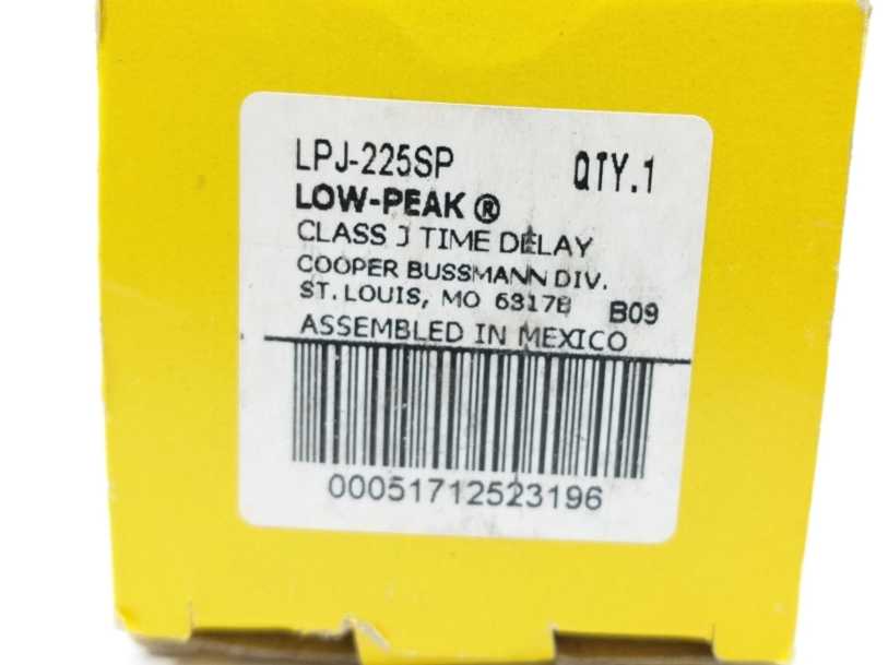 Cooper Bussmann LPJ-225SP Low-Peak Ultimate Protection Class J Fuse
